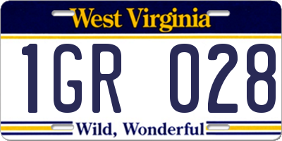 WV license plate 1GR028