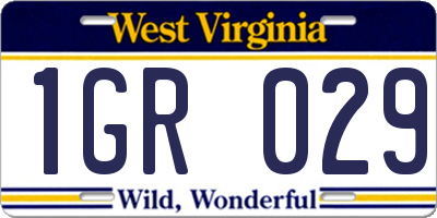 WV license plate 1GR029