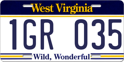 WV license plate 1GR035