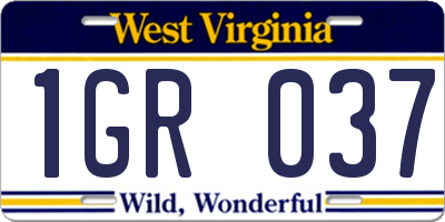 WV license plate 1GR037