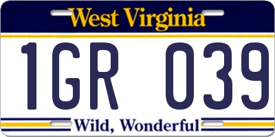 WV license plate 1GR039