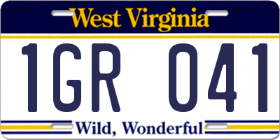 WV license plate 1GR041