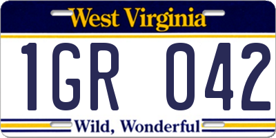 WV license plate 1GR042