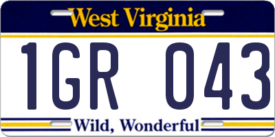 WV license plate 1GR043