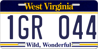 WV license plate 1GR044