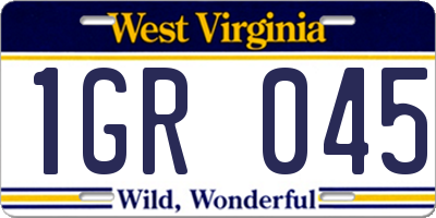WV license plate 1GR045