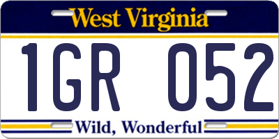 WV license plate 1GR052