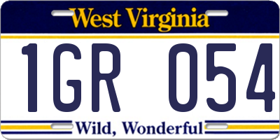 WV license plate 1GR054
