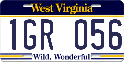 WV license plate 1GR056