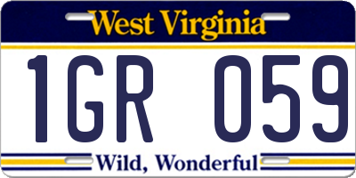 WV license plate 1GR059