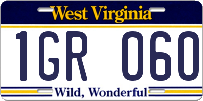 WV license plate 1GR060