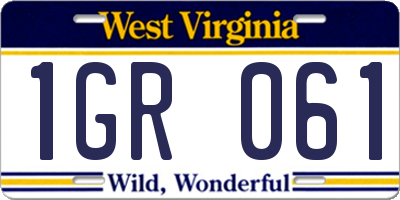 WV license plate 1GR061