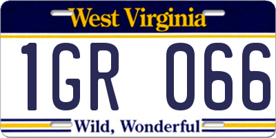 WV license plate 1GR066