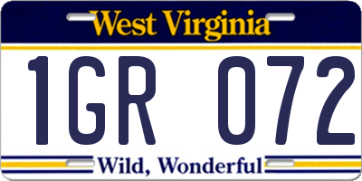 WV license plate 1GR072