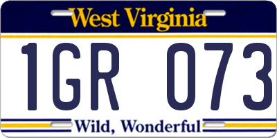 WV license plate 1GR073