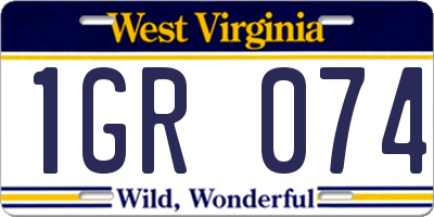 WV license plate 1GR074