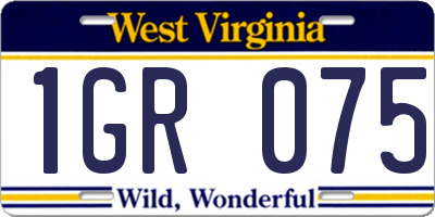 WV license plate 1GR075