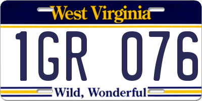 WV license plate 1GR076