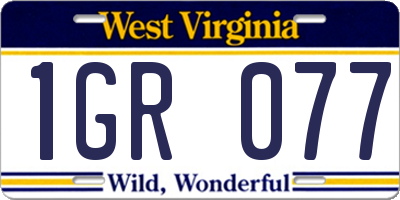 WV license plate 1GR077