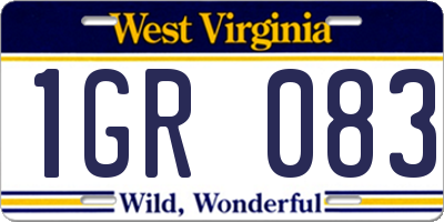 WV license plate 1GR083