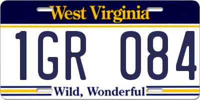 WV license plate 1GR084