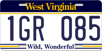 WV license plate 1GR085