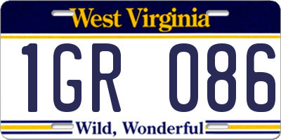 WV license plate 1GR086