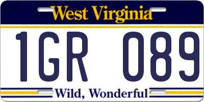WV license plate 1GR089