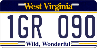 WV license plate 1GR090