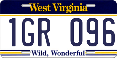 WV license plate 1GR096