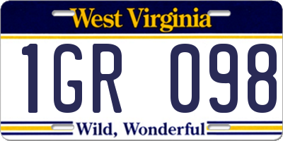 WV license plate 1GR098