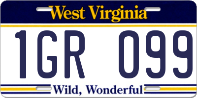 WV license plate 1GR099