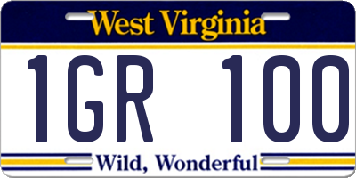 WV license plate 1GR100