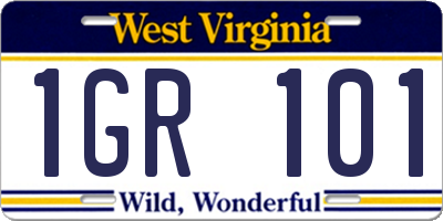 WV license plate 1GR101