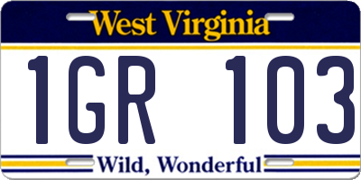 WV license plate 1GR103
