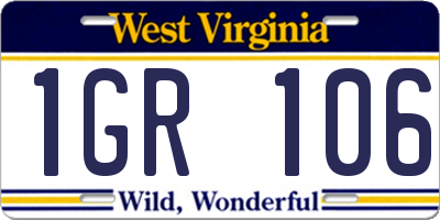 WV license plate 1GR106