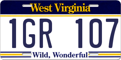 WV license plate 1GR107