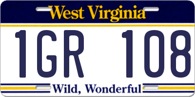 WV license plate 1GR108