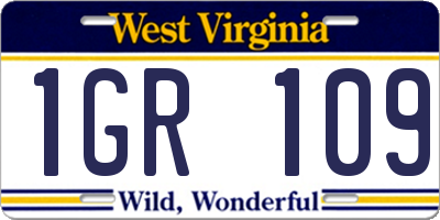 WV license plate 1GR109