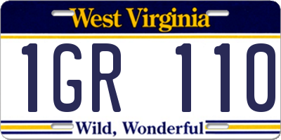 WV license plate 1GR110