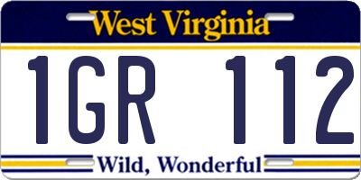 WV license plate 1GR112