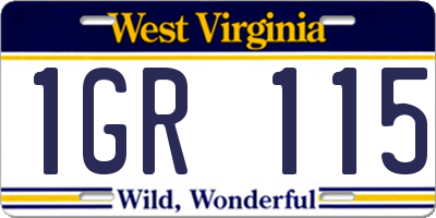 WV license plate 1GR115