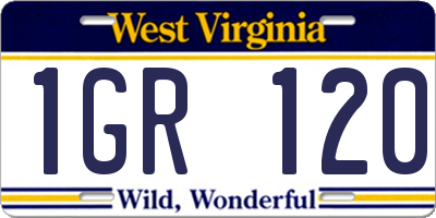 WV license plate 1GR120