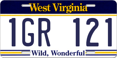 WV license plate 1GR121