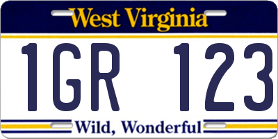 WV license plate 1GR123