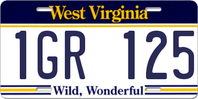 WV license plate 1GR125