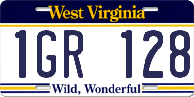 WV license plate 1GR128