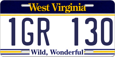 WV license plate 1GR130