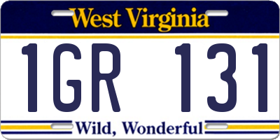 WV license plate 1GR131