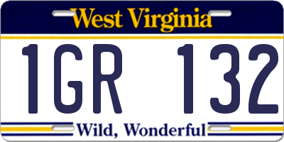 WV license plate 1GR132
